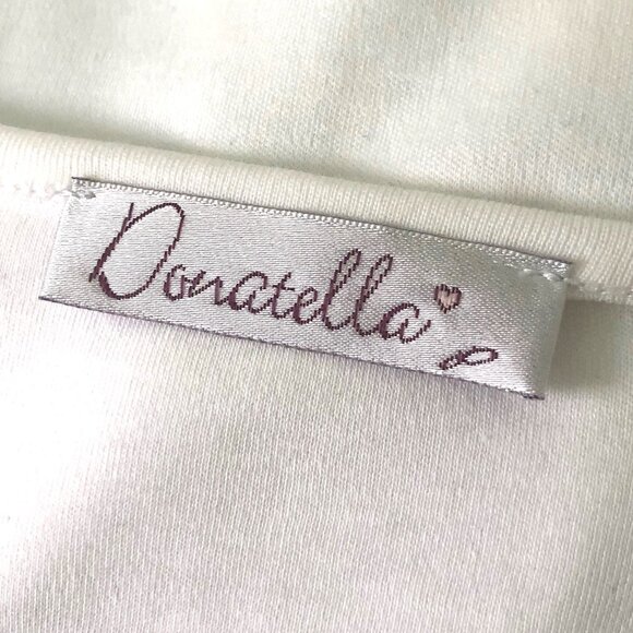 DONATELLA Bold Floral Accent Minimalist White Pima Cotton Maxi Dress Sz M - Picture 4 of 5